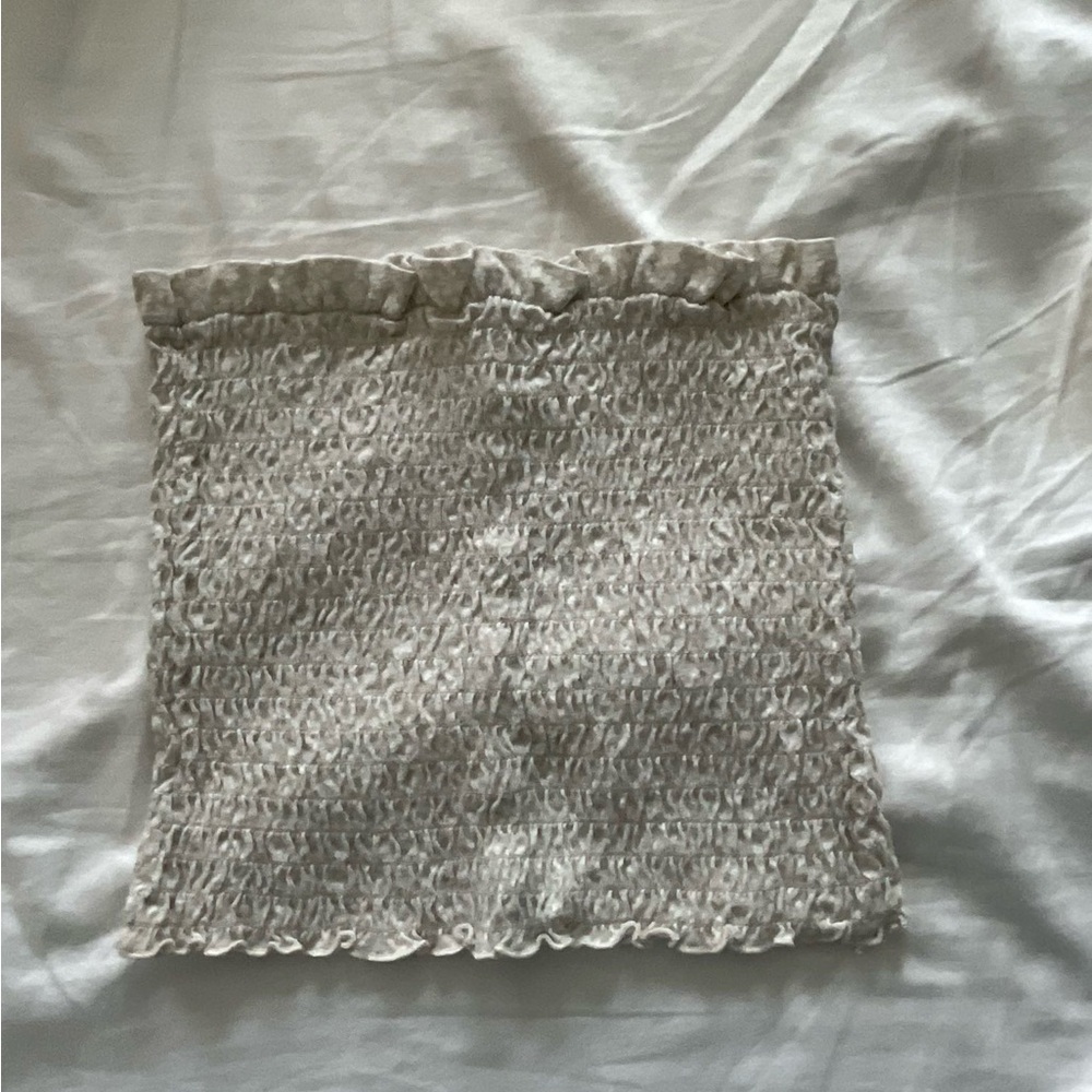 Cream Smocked Ruffled Tube Top